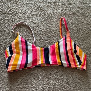 Aerie Neon Striped Scoop Neck Swimsuit Top
